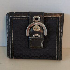 COACH BUCKLE SOHO BLACK BI-FOLD WALLET Leather Trim